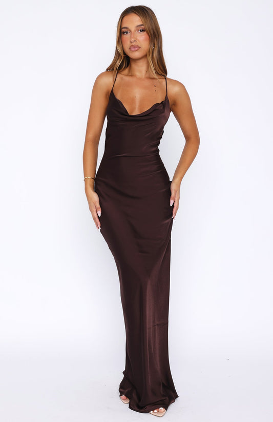 Over My Head Maxi Dress Chocolate