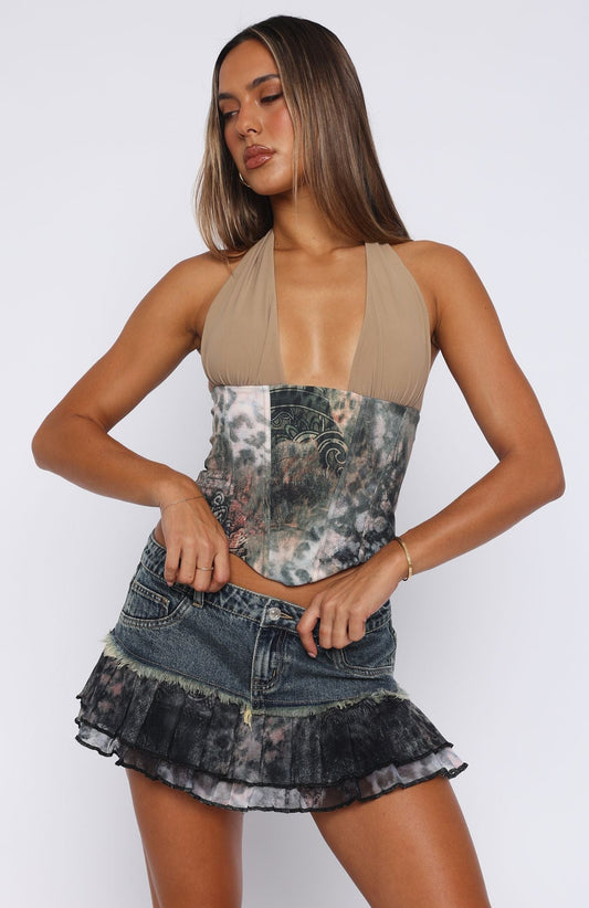 Yee Haw Denim Mini Skirt Safari Indigo