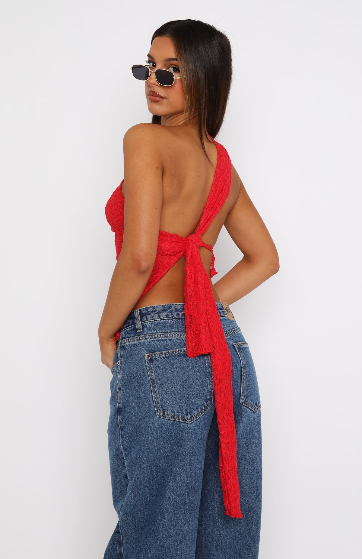 It's A Love Story Lace Top Red