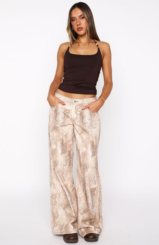 Maeve Low Rise Wide Leg Jeans Desert Snake