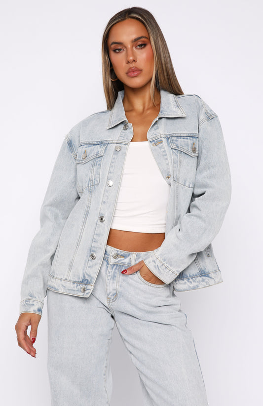 Adriana Oversized Denim Jacket Glacier Blue