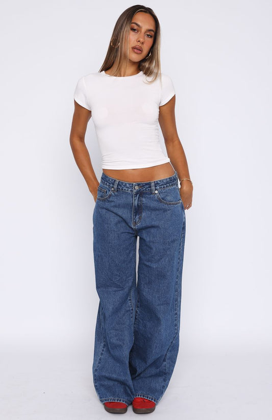 Brianna Low Rise Wide Leg Jeans Admiral Blue