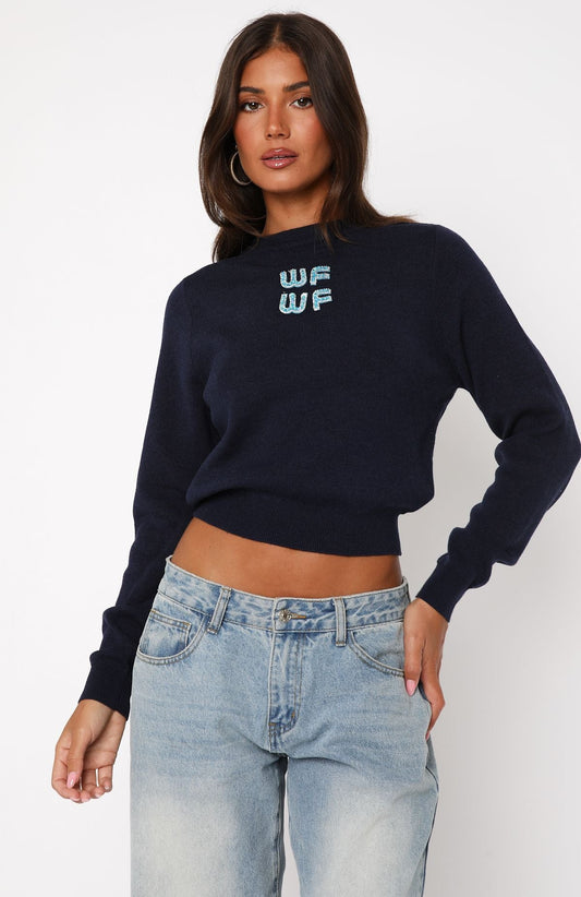 Designer Girl Knit Sweater Navy