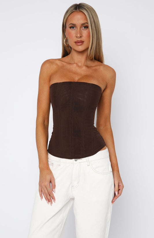 Tell Me A Secret Strapless Bustier Chocolate