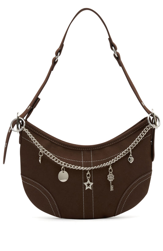Caroline Shoulder Bag Chocolate Faux Suede
