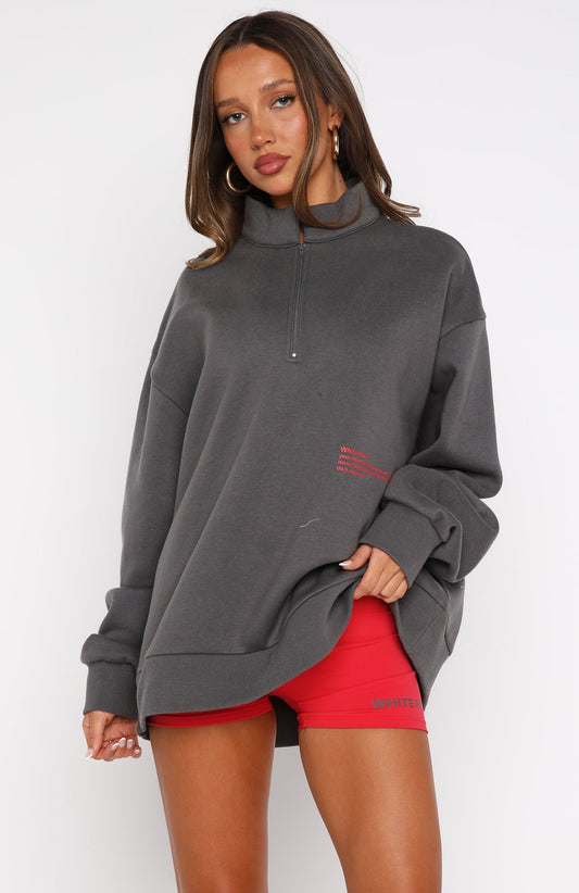 Caught Up With You Zip Front Sweater Volcanic