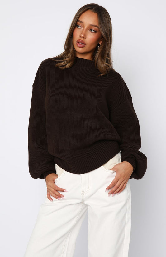 Keep It Classic Knit Sweater Chocolate