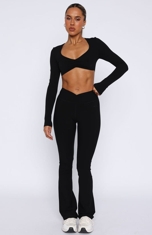 Revival High Waisted Flare Leggings Black
