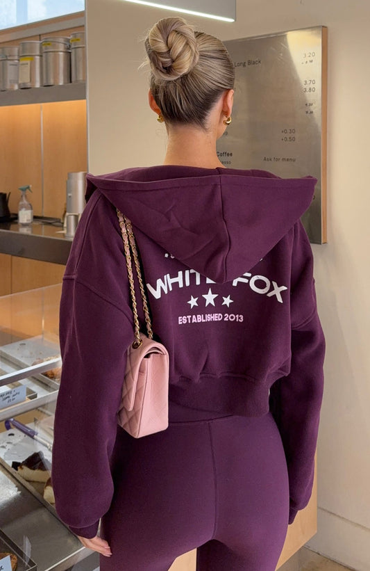 Love For The Game Cropped Zip Hoodie Plum