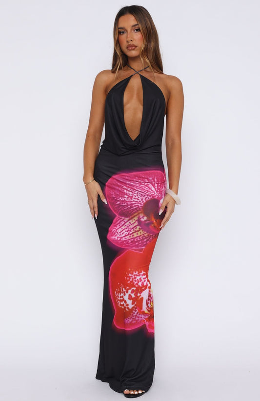 Dancing In Ibiza Maxi Dress Fuchsia Bloom