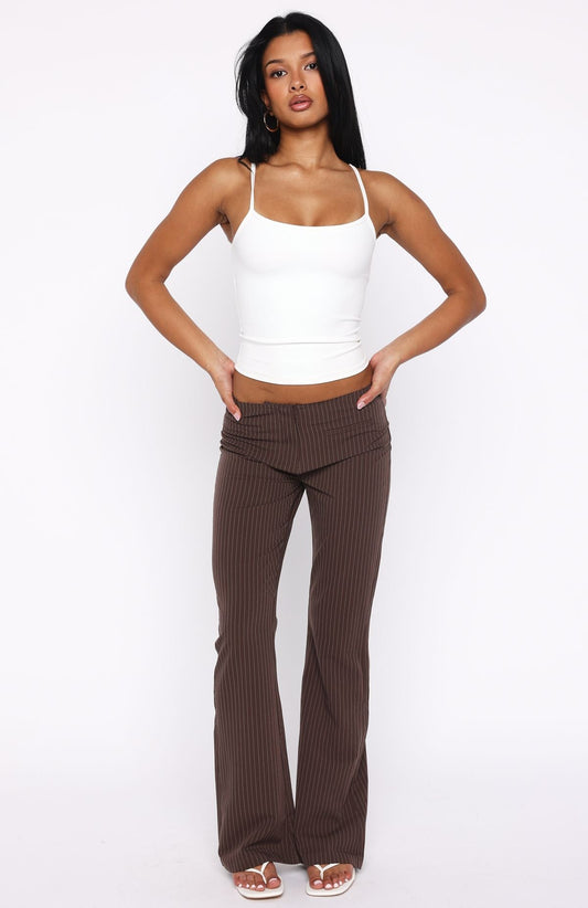 Getting You Close Pants Chocolate Pinstripe