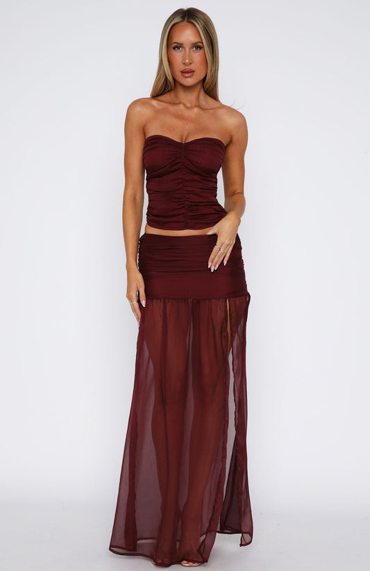 On Stage Maxi Skirt Burgundy