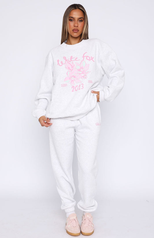 Pick You A Flower Sweatpants Grey Marle