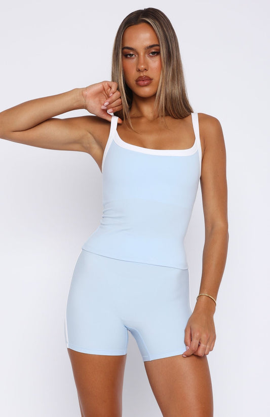 Now's The Time Crop Baby Blue/White