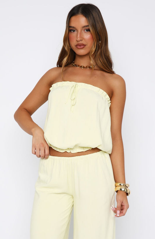 Golden Child Strapless Top Lemon