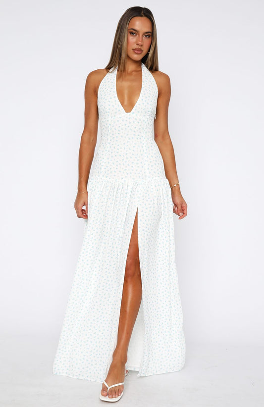Sweet Temptation Halter Maxi Dress Bluebelle