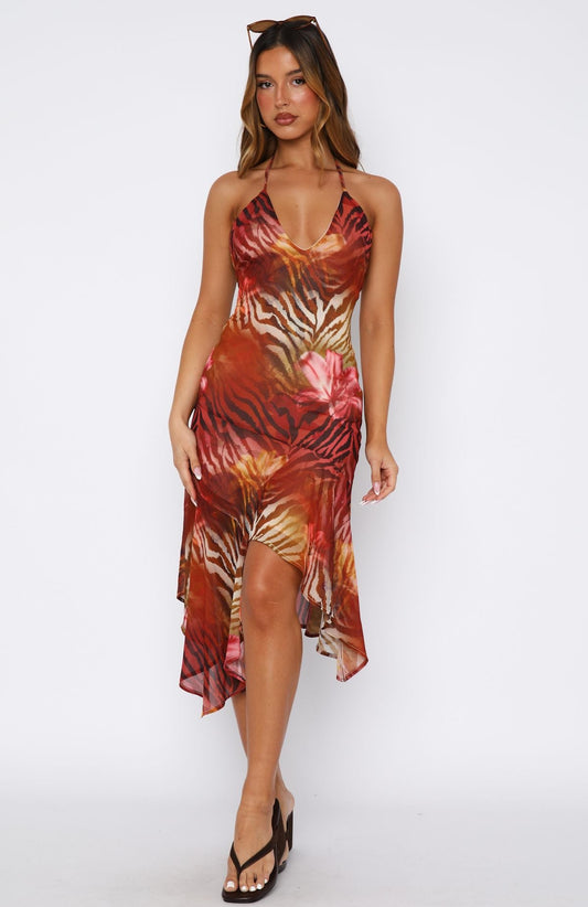 On His Mind Midi Dress Wild Ember