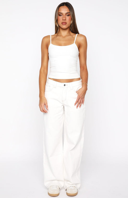 Clarissa Low Rise Wide Leg Jeans Off White