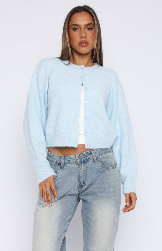 Warm Whispers Knit Cardigan Baby Blue