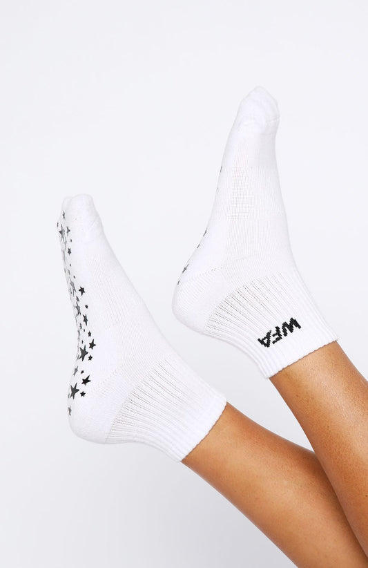 No Slowing Down Grip Socks White/Black