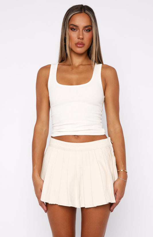 Ayla Denim Mini Skort Cream