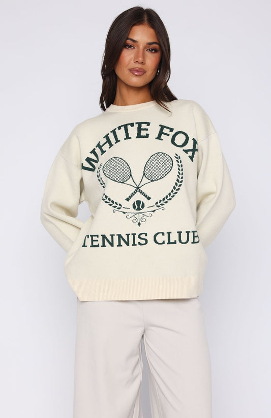 Tennis Club Knit Sweater Cream
