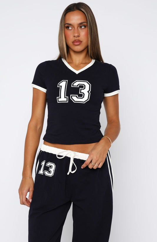 Trying Too Hard Baby Tee Dark Navy