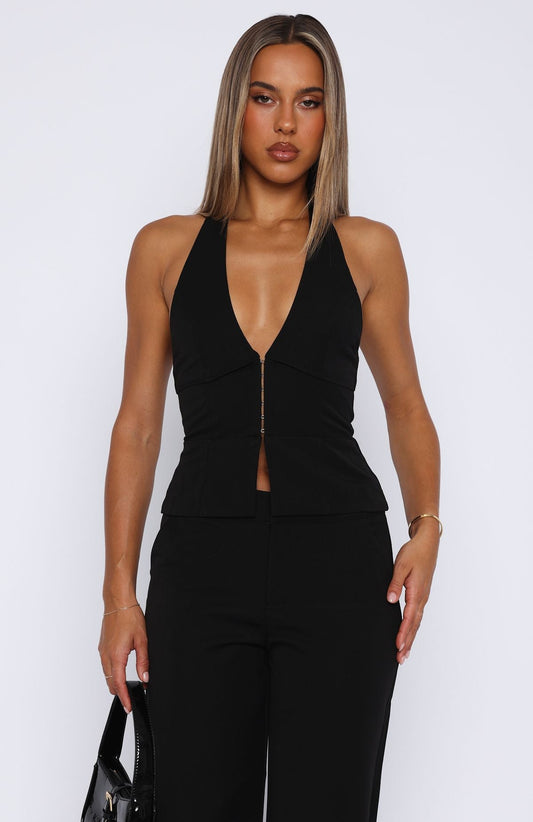 Only Acting Halter Top Black