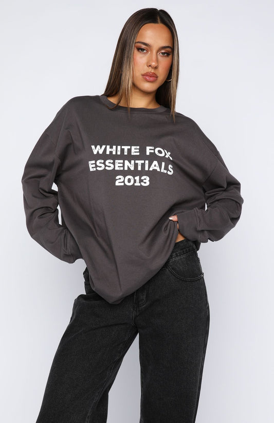 Feel The Vibe Long Sleeve Tee Charcoal