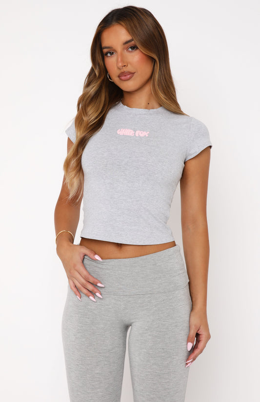 Around In Circles Baby Tee Grey Marle