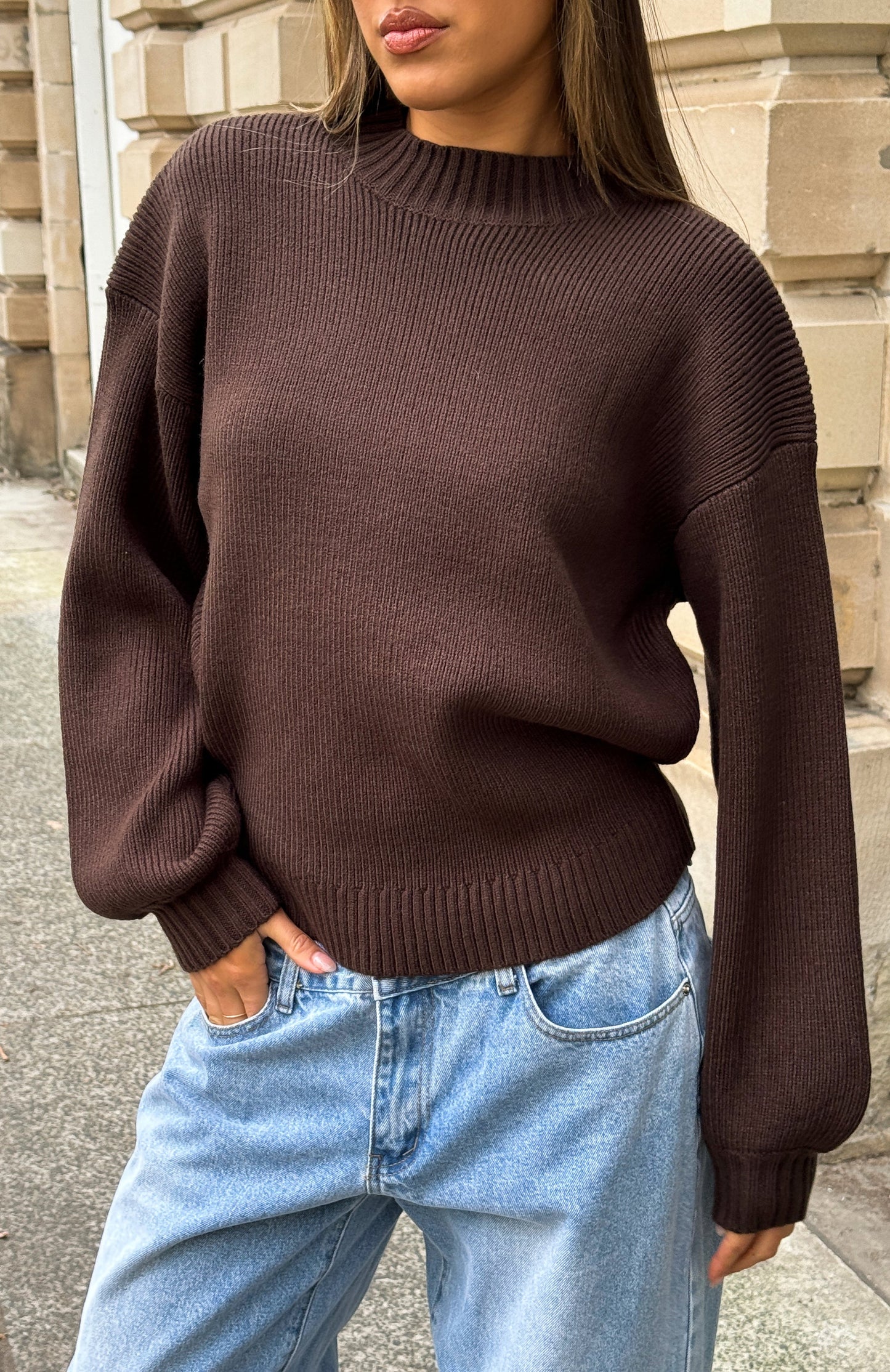 Keep It Classic Knit Sweater Chocolate