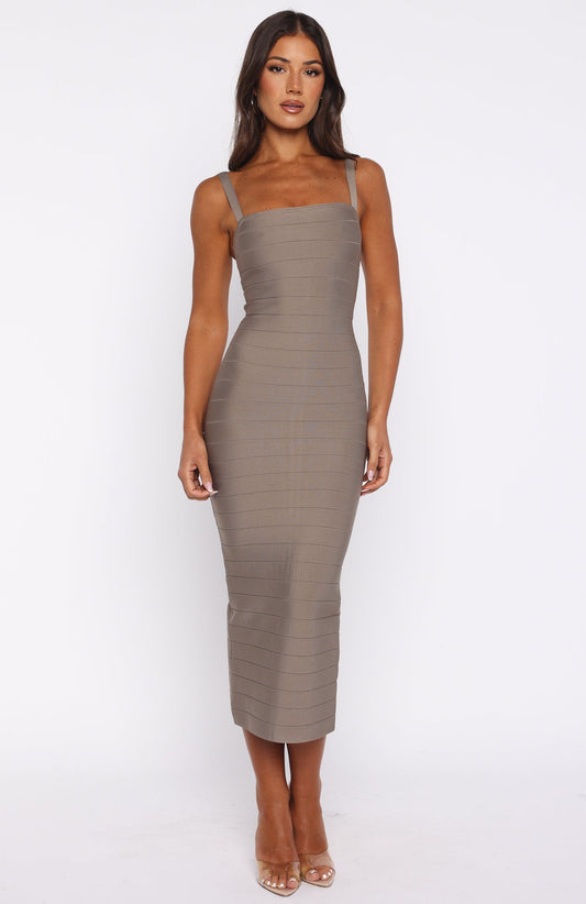 Sugar And Spice Bandage Midi Dress Mocha