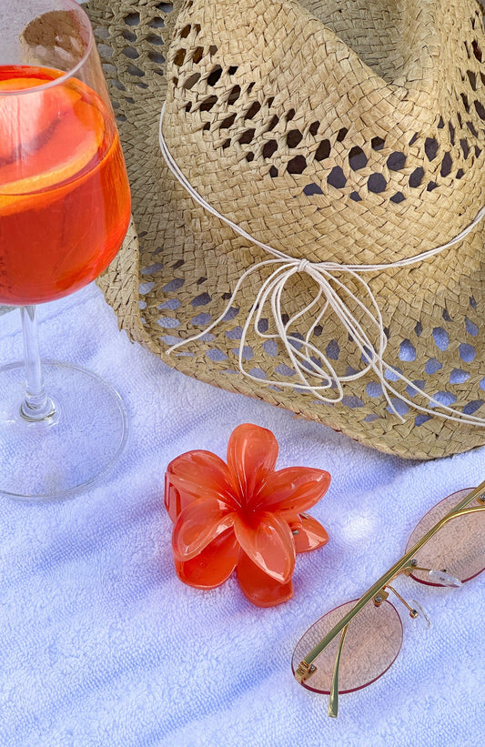 Floral Charm Hair Clip Peach