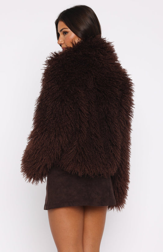 Weekend Away Fur Jacket Chocolate
