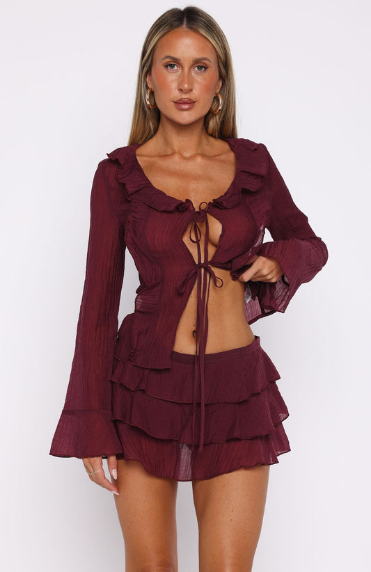 Your Status Mini Skort Burgundy