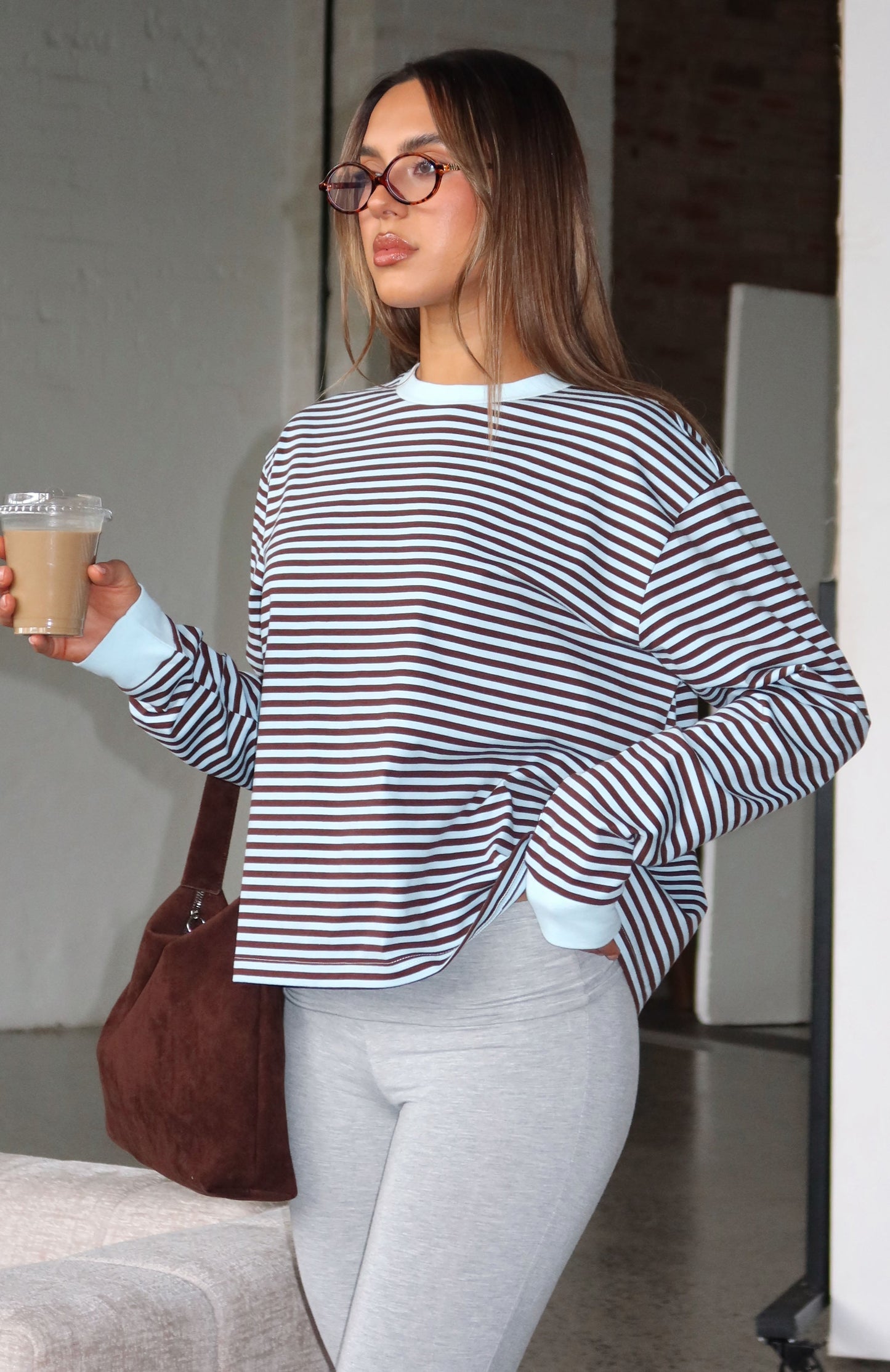 Catch The Drift Long Sleeve Tee Blue/Choc Stripe