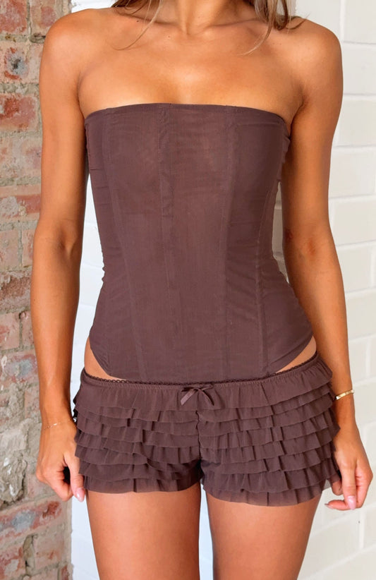 Tell Me A Secret Mini Shorts Chocolate